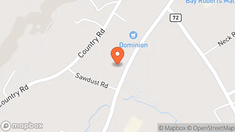 Map showing location of Baccalieu Trail SPCA and Thrift Store