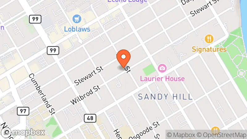 Map showing location of Barely Bruised Books New&Used