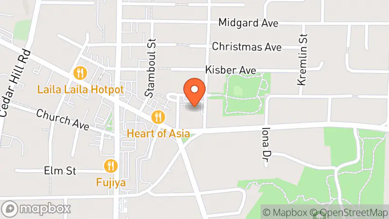 Map showing location of Broad View Thrift Store