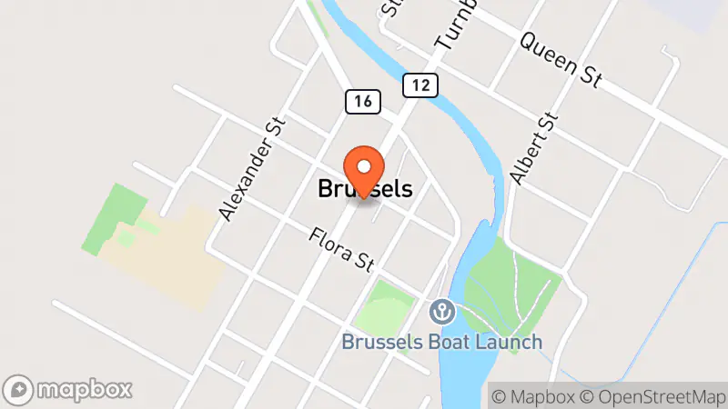Map showing location of Brussels Five R'S Community Thrift Shop