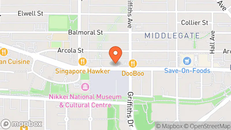 Map showing location of Burnaby Hospice Society Thrift Store