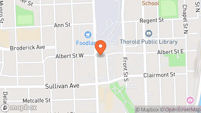 Map showing location of Community Care Thrift Shop