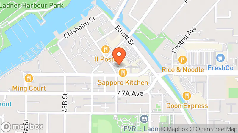 Map showing location of Delta Hospital Auxiliary Thrift Shop