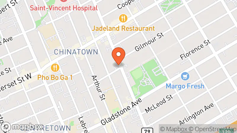 Map showing location of D'Or Thrift Store