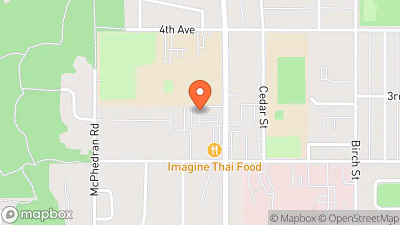 Map showing location of Evergreen's 2nd Hand Shop