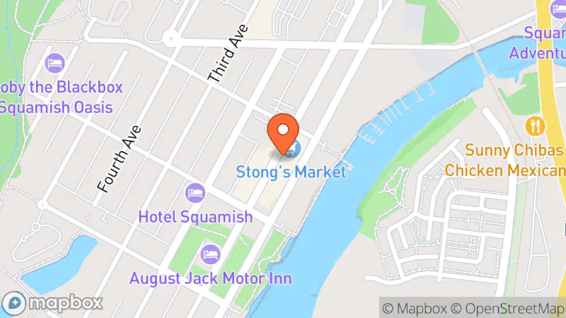 Map showing location of F as in Frank Vintage Squamish