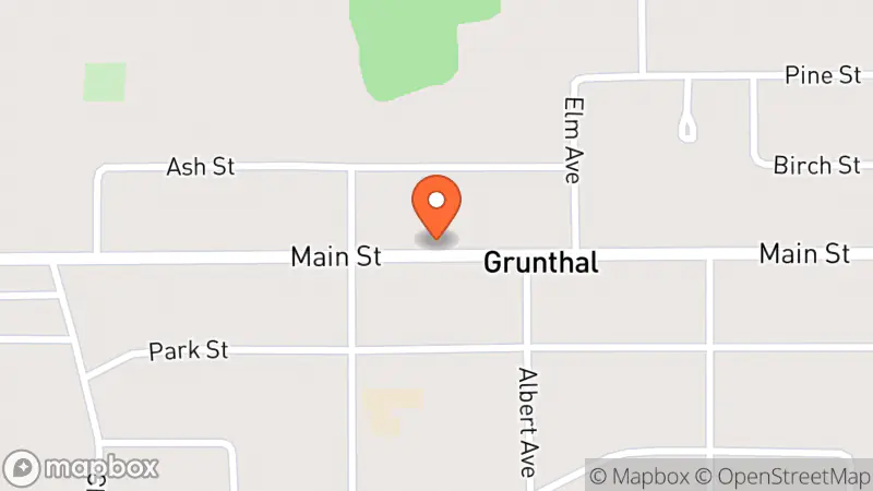Map showing location of Grunthal MCC Thrift Shop