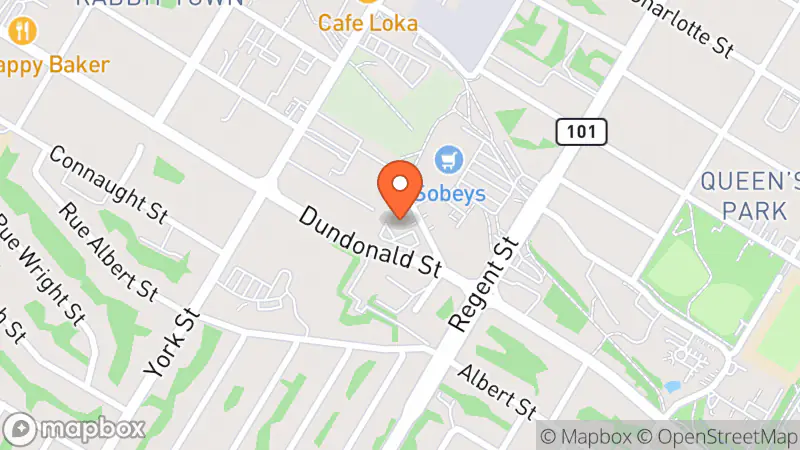 Map showing location of Hospice Boutique Fredericton