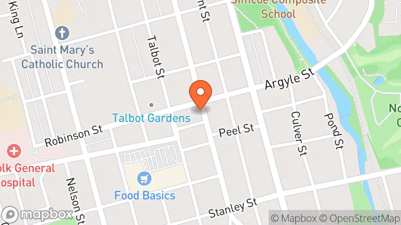 Map showing location of Jesus is Alive, Helping Others Thrift Store, and People's Ministry
