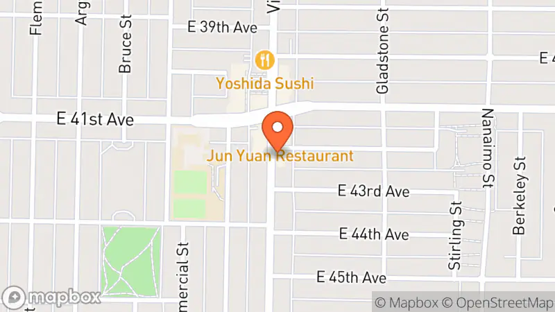 Map showing location of JL Vancouver Thrift Store