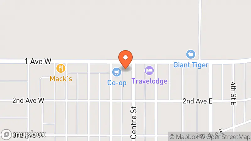 Map showing location of Meadow Lake Thrift Mission