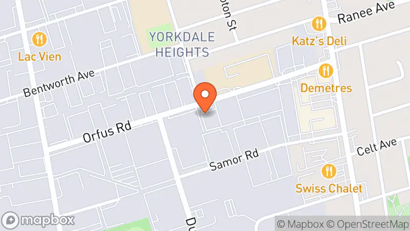 Map showing location of Orfus Market "By The Pound"