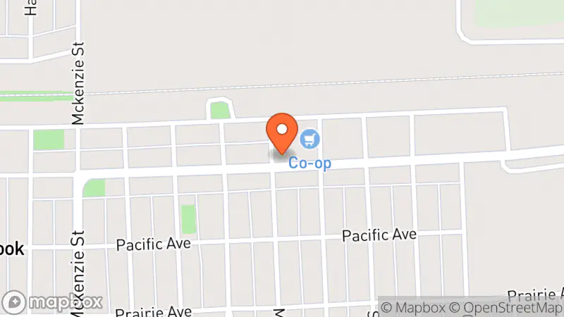 Map showing location of Outlook Thrifty Finds