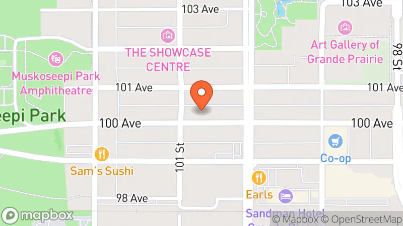 Map showing location of Peace Country Budget Boutique