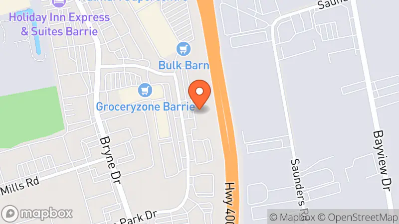 Map showing location of re-Source THRIFT SHOP Barrie South