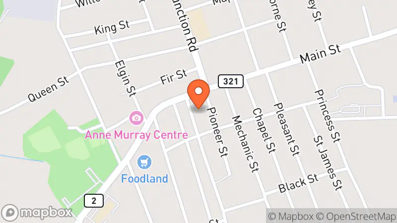 Map showing location of Salvation Army Thrift Store