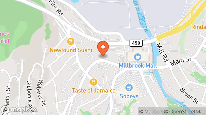 Map showing location of Salvation Army Thrift Store, Corner Brook