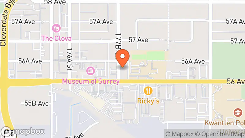 Map showing location of SPCA Thrift Store