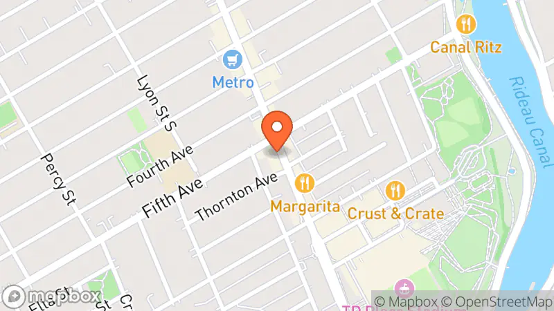 Map showing location of The Jungle Ottawa