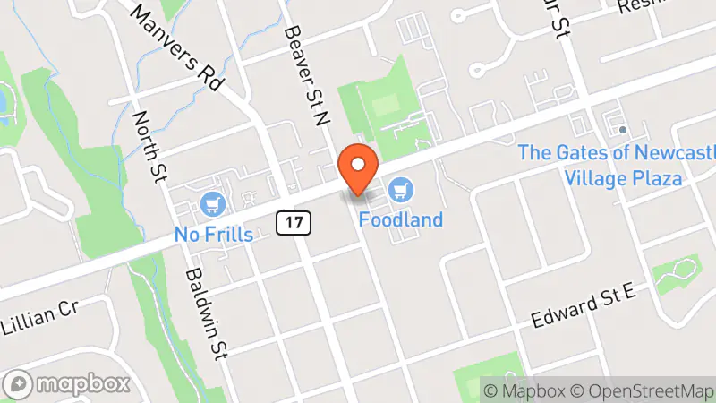 Map showing location of United Way Durham Region & The Thrift Shop