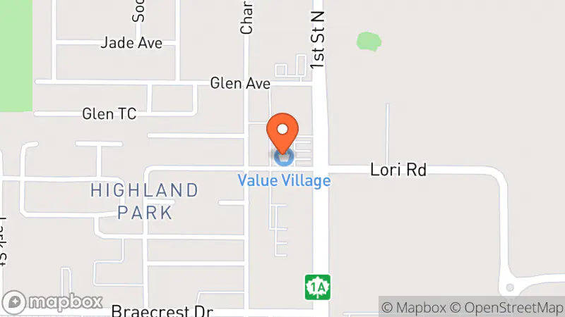 Map showing location of Value Village Community Donation Centre